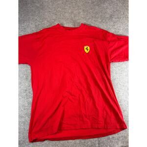 Vintage Y2K Ferrari Car T Shirt Mens XL Red Horse Logo On Chest & Sleeve 2000s